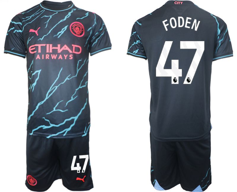 Men 2023-2024 Club Manchester City away blue #47 Soccer Jersey->manchester city jersey->Soccer Club Jersey